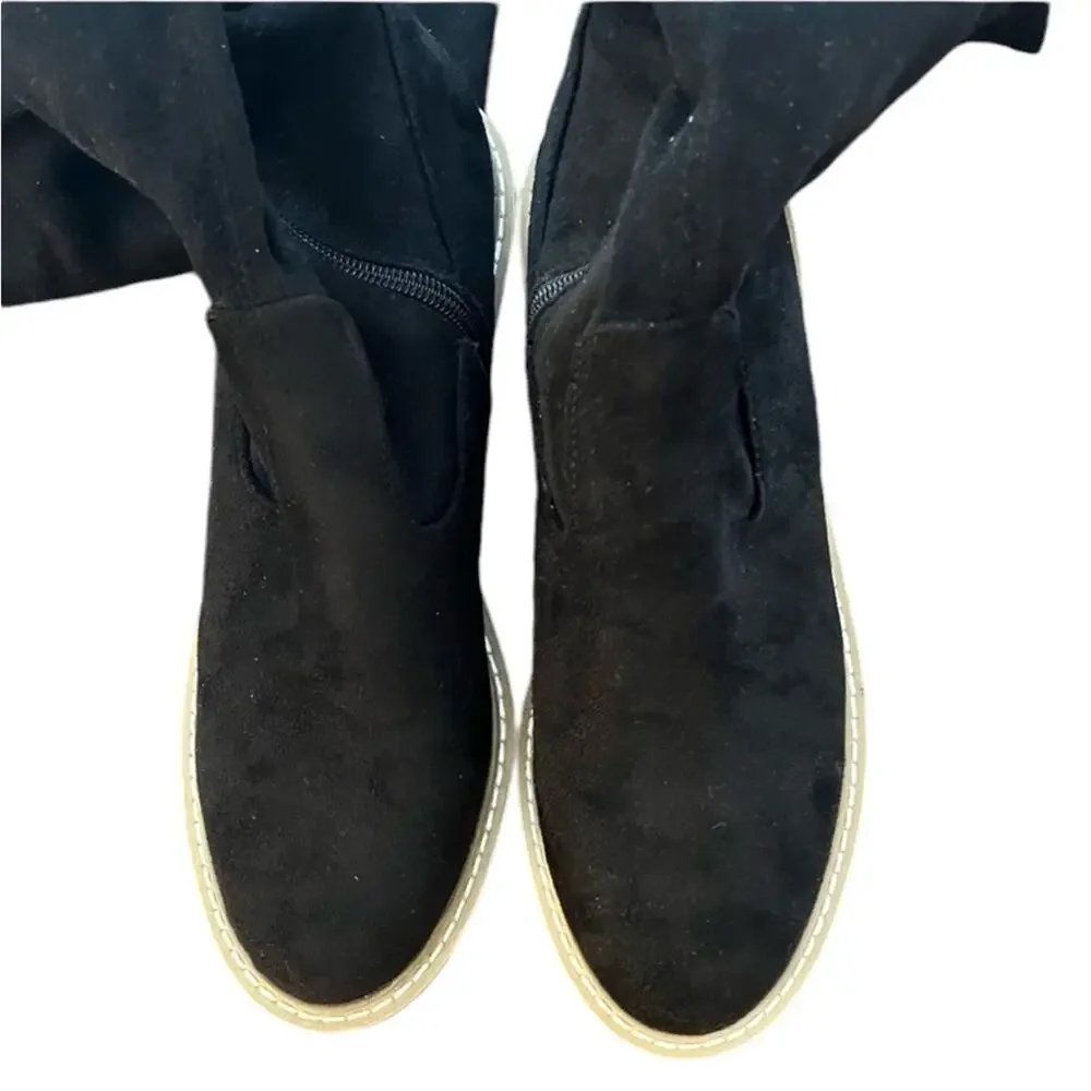 NWOT Nicole Miller Over the Knee Tie Back Black Boots – Sz 8.5
